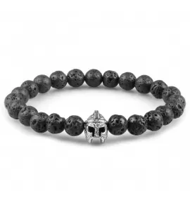 Мужской браслет Everiot STB-MJ-1776 из лавы с серебристым шлемом викинга