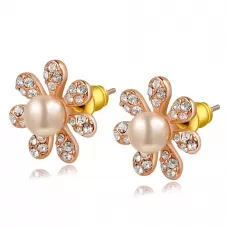 Серьги Rozi RR-27480 ромашки с жемчужинами
