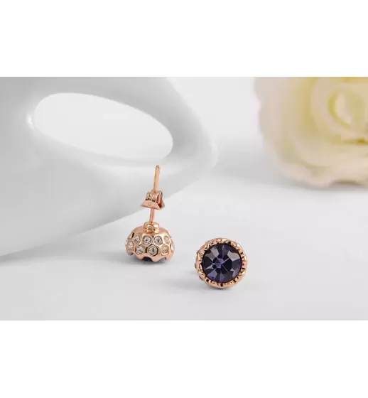 Серьги ROZI RR-14210 гвоздики с цветным камнем