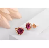 Серьги ROZI RR-14210 гвоздики с цветным камнем