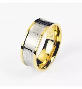 Стальное кольцо CARRAJI RST033 с орнаментом меандр