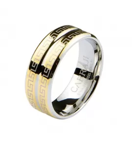 Мужское кольцо из стали CARRAJI RST042 с узором меандр