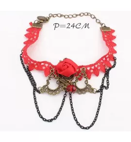 Браслет на ногу AS-Y51260 с красным кружевом