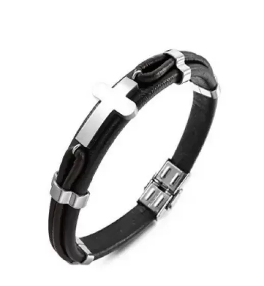 Кожаный браслет мужской Everiot SP-MJ-1913 с крестом