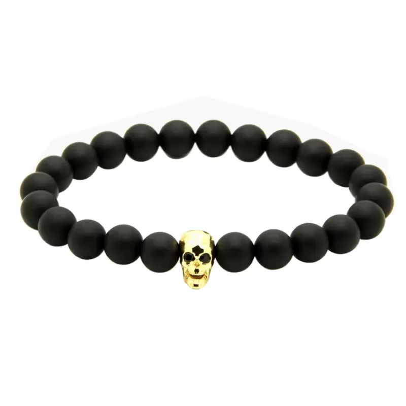 Мужской браслет из натуральных камней с черепом MRJ-BALB119