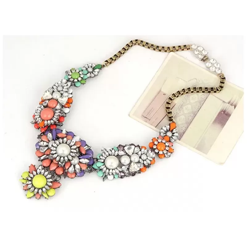 Колье AS-C11289 с разноцветными камнями