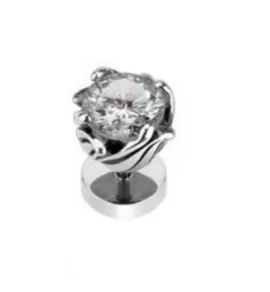 Серьга PiercedFish PSFX-21 с фианитом (имитация плага)