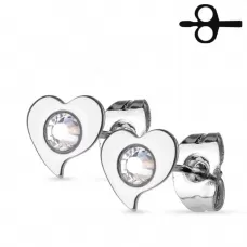 Серьги-гвоздики TATIC SE2910-ST в виде сердечек с фианитами