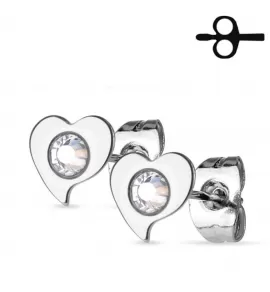 Серьги-гвоздики TATIC SE2910-ST в виде сердечек с фианитами