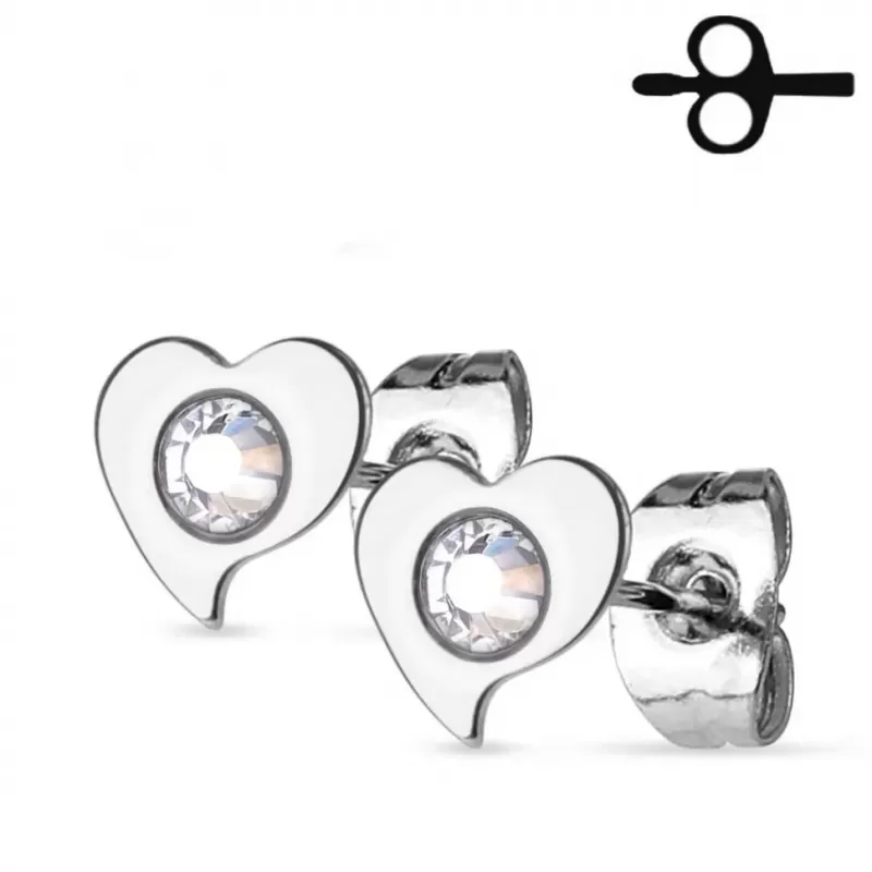 Серьги-гвоздики TATIC SE2910-ST в виде сердечек с фианитами