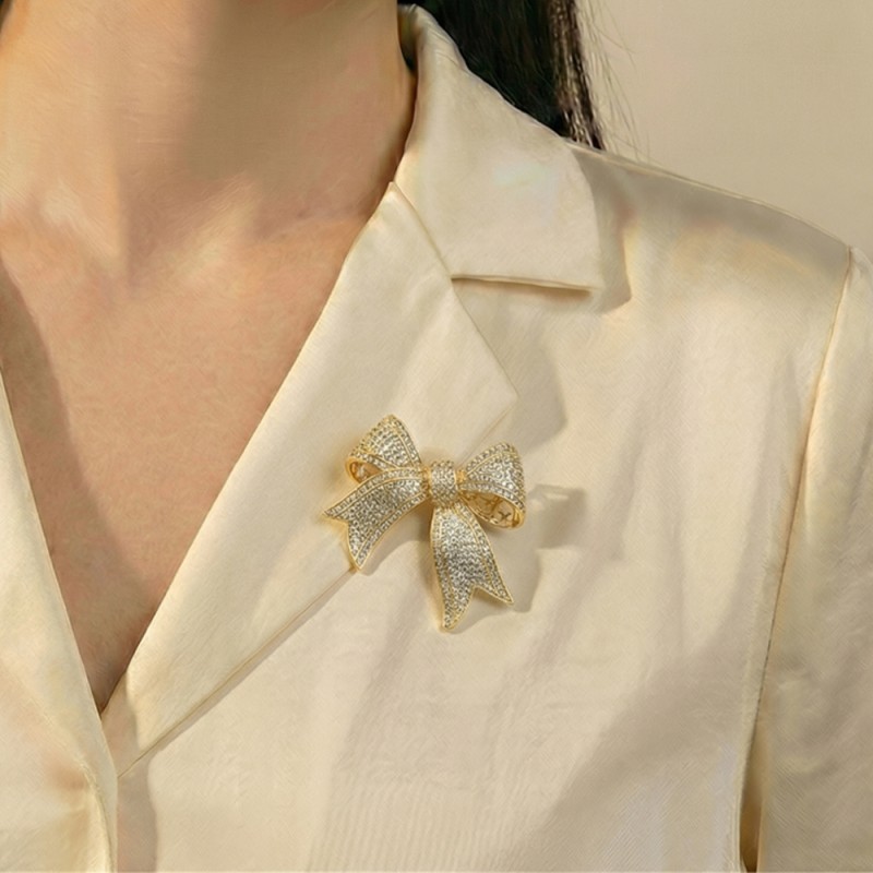Брошь Бантик Zircon Fiore Luna XR00397B1 BW/G