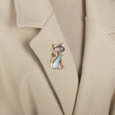 Брошь  Кот с цветком