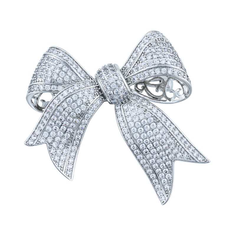 Брошь Бантик Zircon Fiore Luna XR00397B1 BW/S