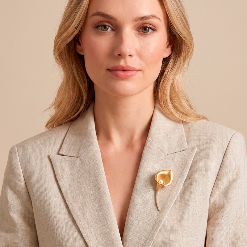 Брошь Калла freshwater pearl