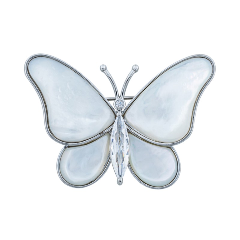 Брошь Бабочка Zircon+natural shell Fiore Luna XR06424F S