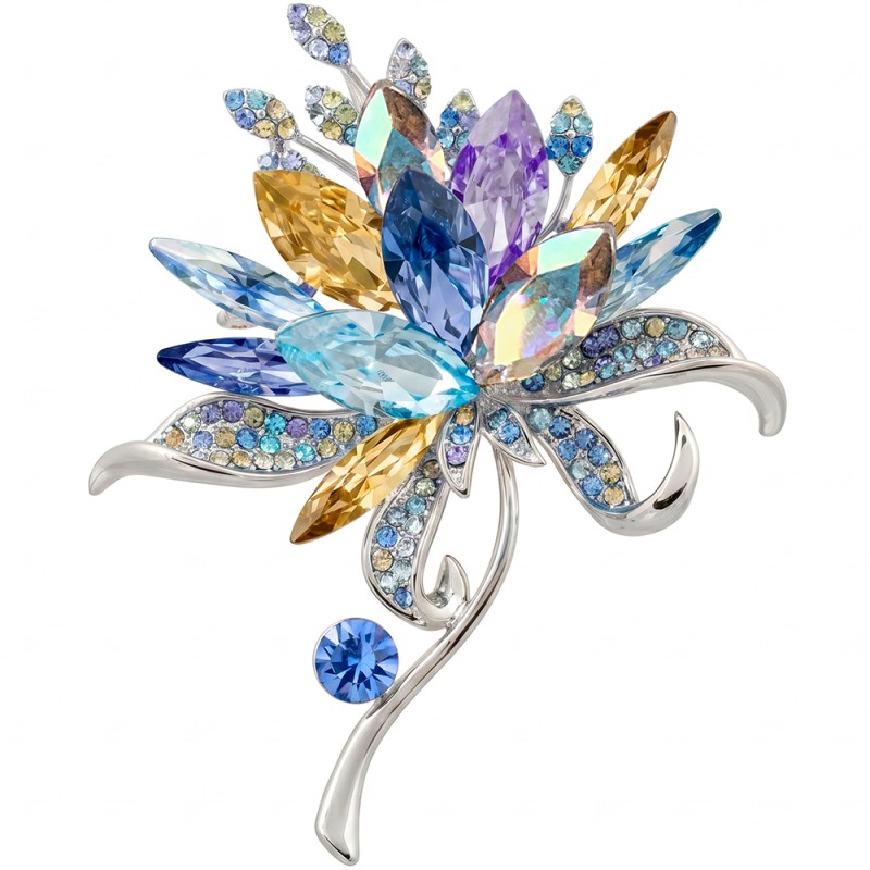 Брошь Райский цветок crystal blue