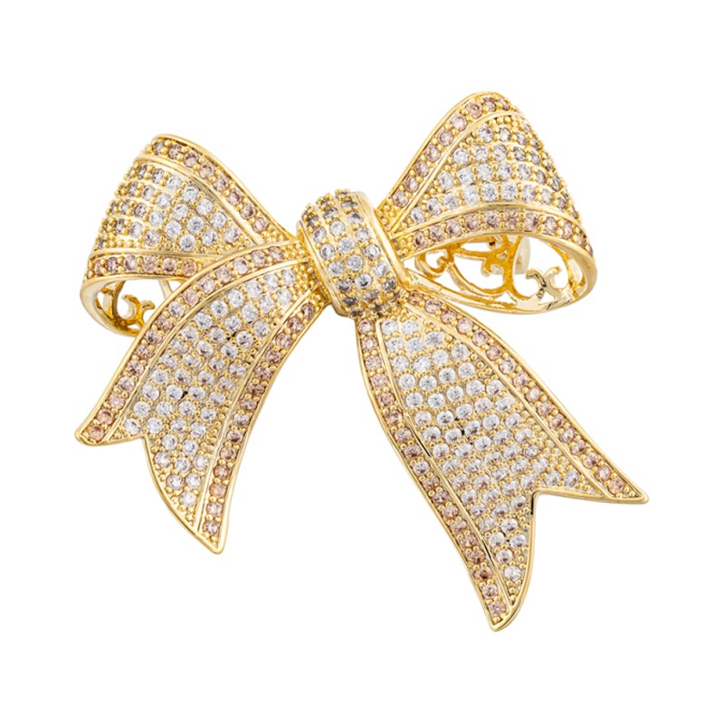 Брошь Бантик Zircon Fiore Luna XR00397B1 BR/G