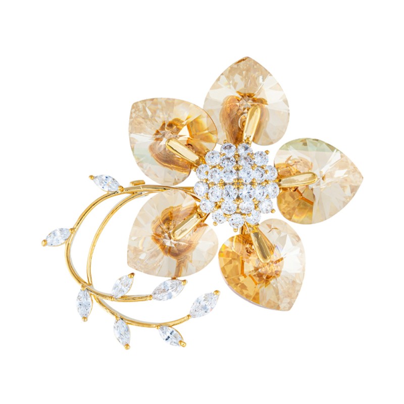 Брошь Цветок Swarovski crystal + Zircon Fiore Luna XR10675F BR/G