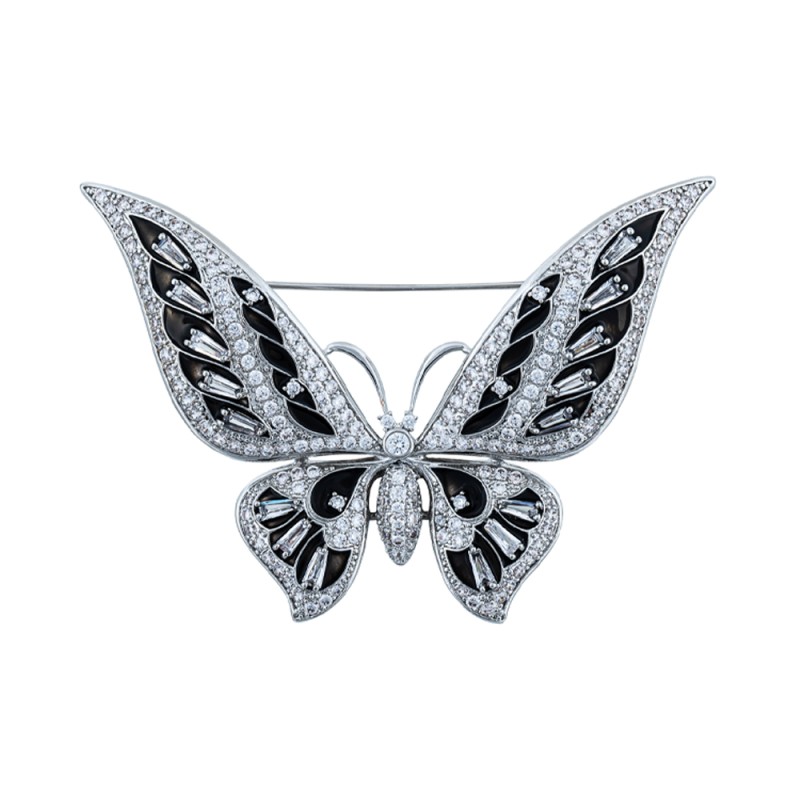 Брошь Бабочка Zircon Fiore Luna XR01278 BW/S