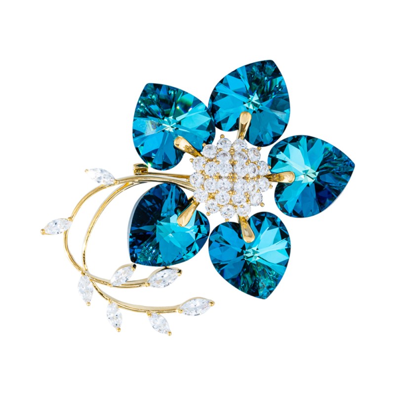 Брошь Цветок Swarovski crystal + Zircon Fiore Luna XR10675F BL/G